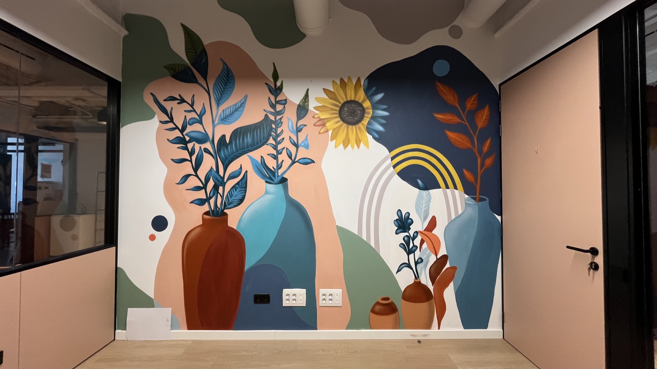 Panoramic view of a finished mural