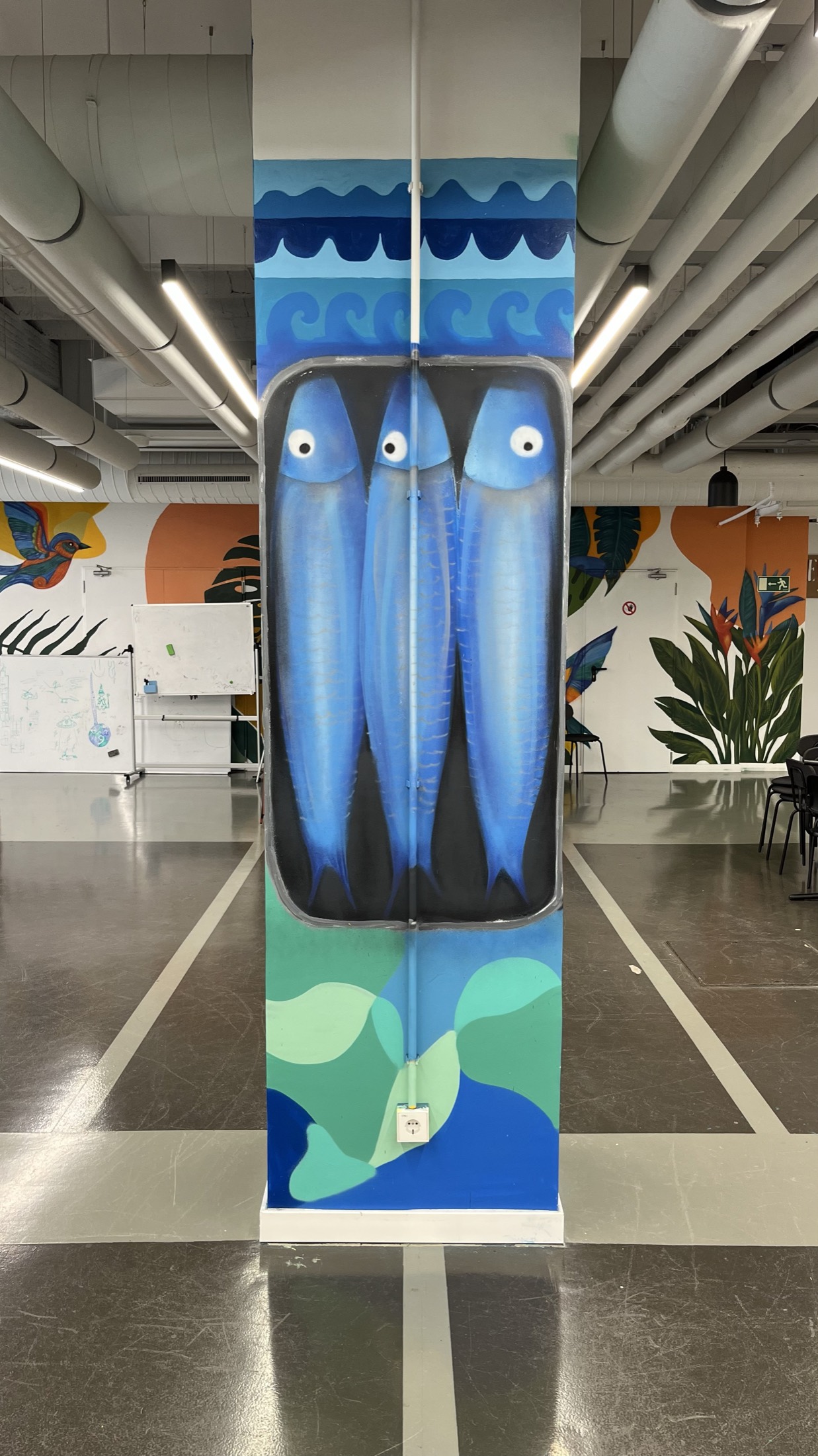 Mural panel with layered organic forms